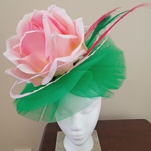 Elegant Green and Pink Derby Fascinator